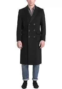 Men's Holmes Wool Blend Long Walking Coat with Removable Hood