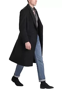 Men's Holmes Wool Blend Long Walking Coat with Removable Hood