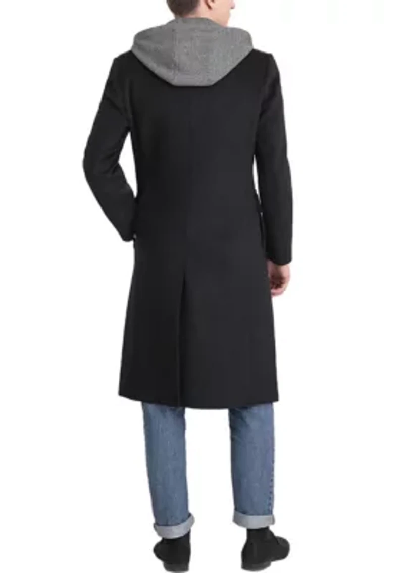 Men's Holmes Wool Blend Long Walking Coat with Removable Hood