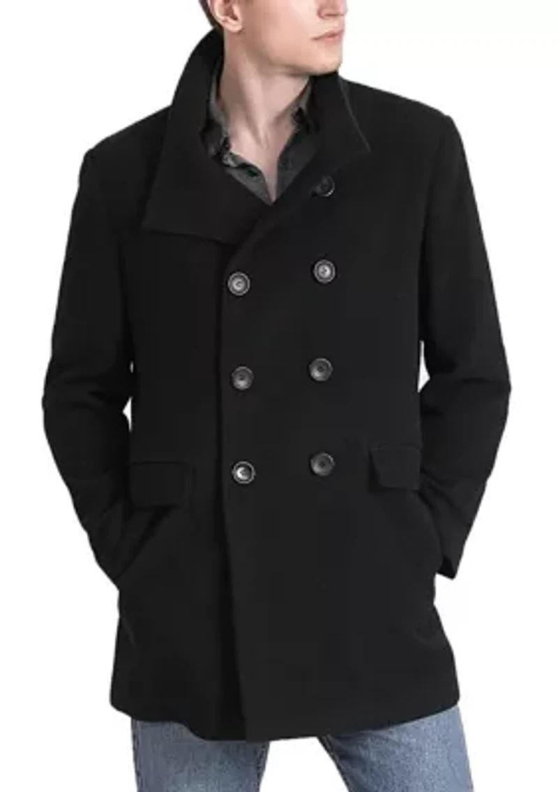Men's Wing Collar City Wool Blend Pea Coat