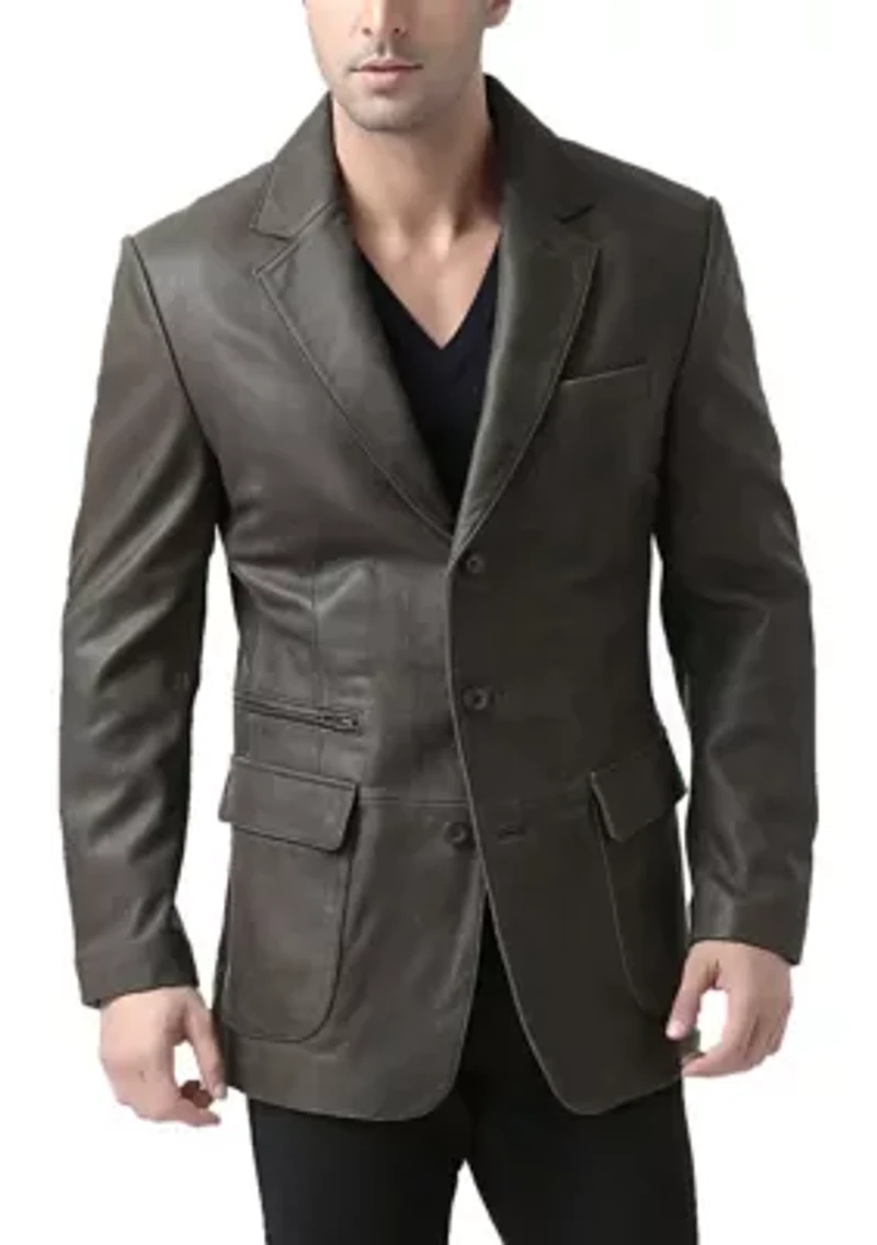 Men's Mark Distressed Leather Blazer