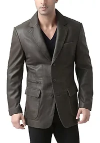 Men's Mark Distressed Leather Blazer