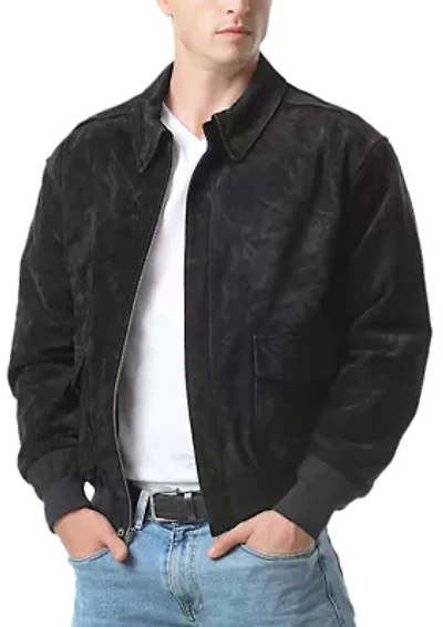 Men's A-2 Suede Leather Flight Bomber Jacket