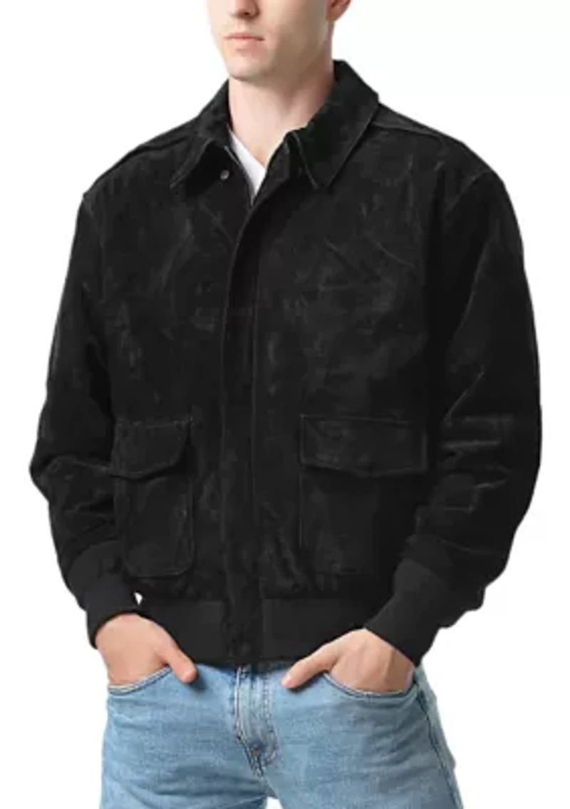 Men's A-2 Suede Leather Flight Bomber Jacket