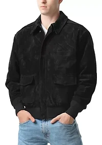 Men's A-2 Suede Leather Flight Bomber Jacket