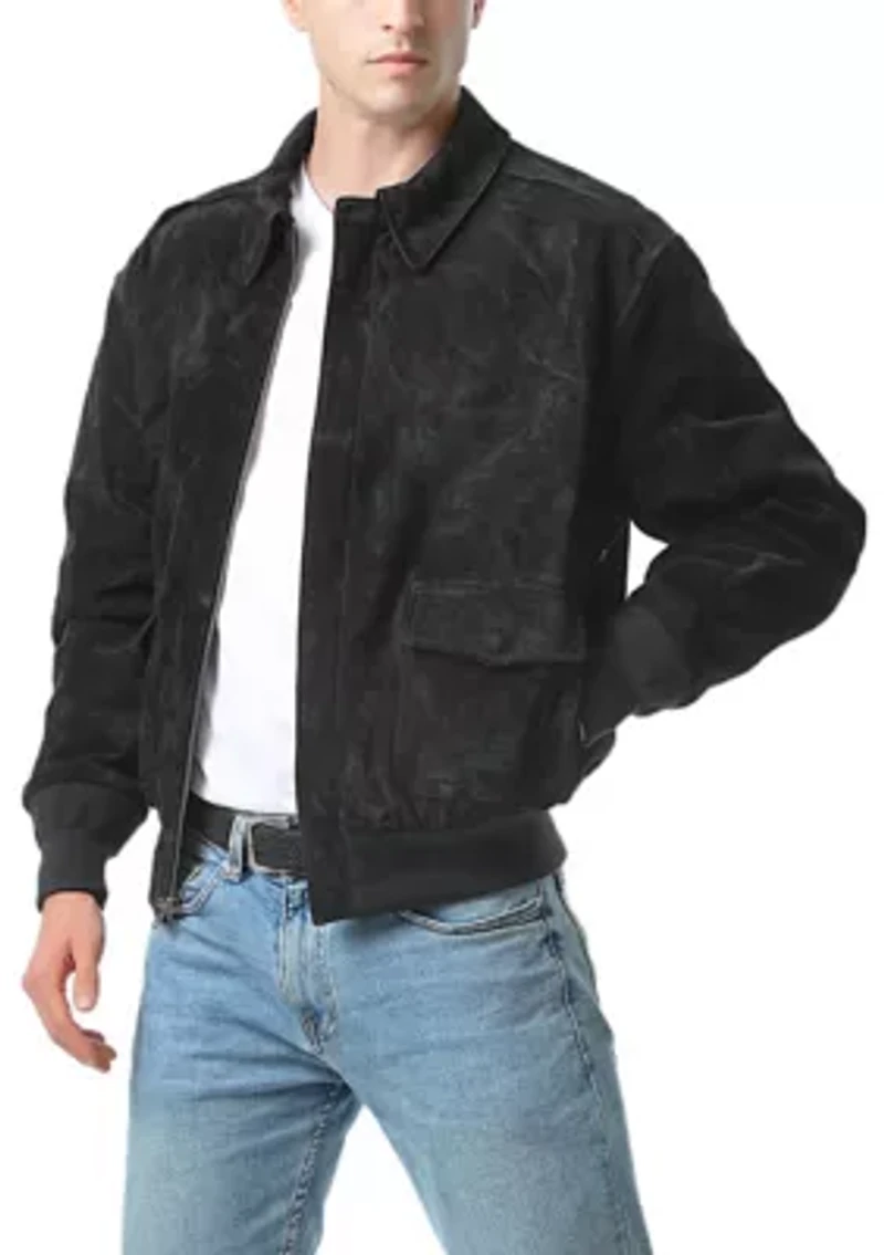 Men's A-2 Suede Leather Flight Bomber Jacket