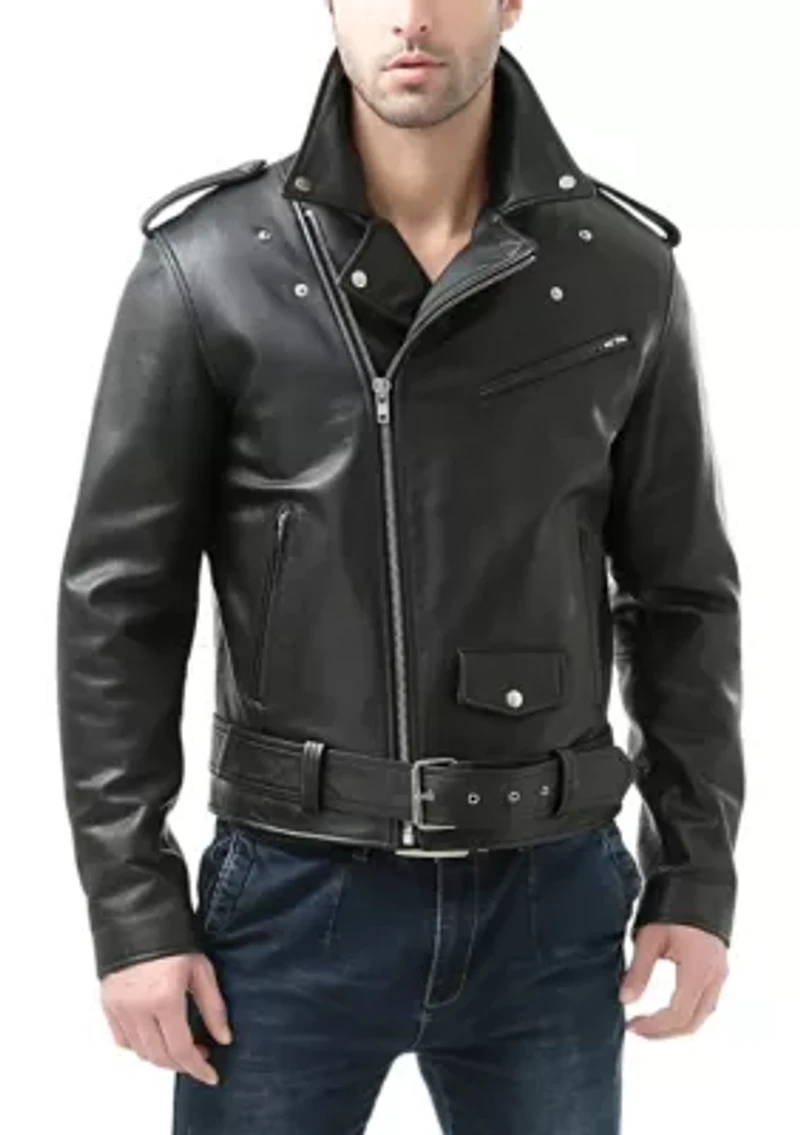 Men's Classic Leather Motorcycle Jacket