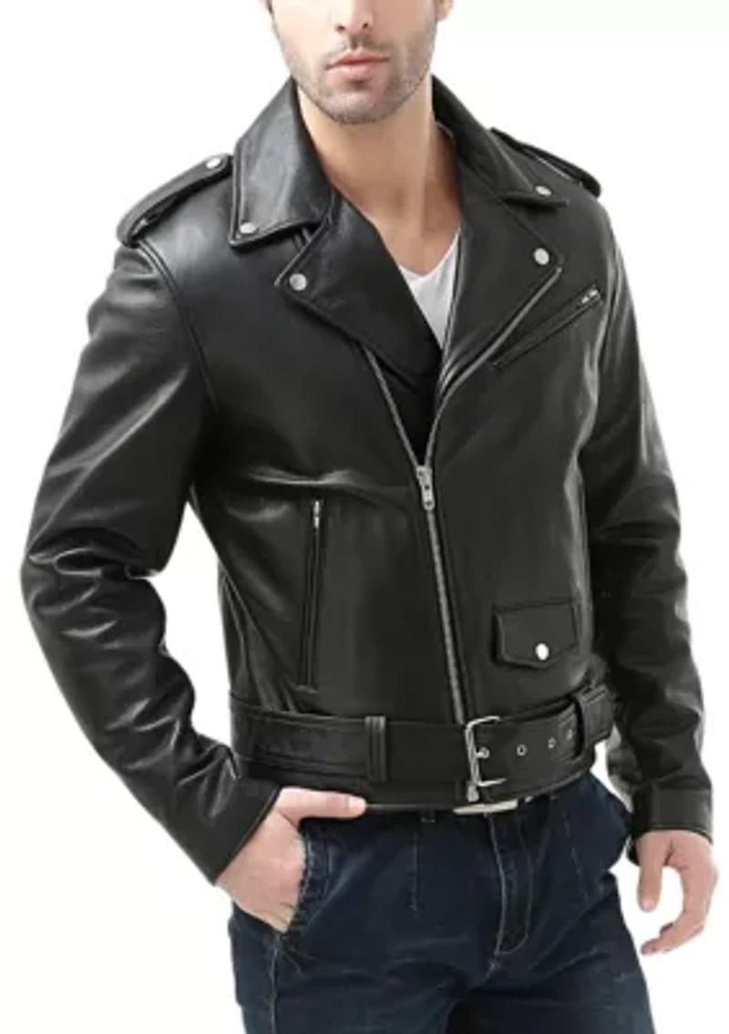 Men's Classic Leather Motorcycle Jacket