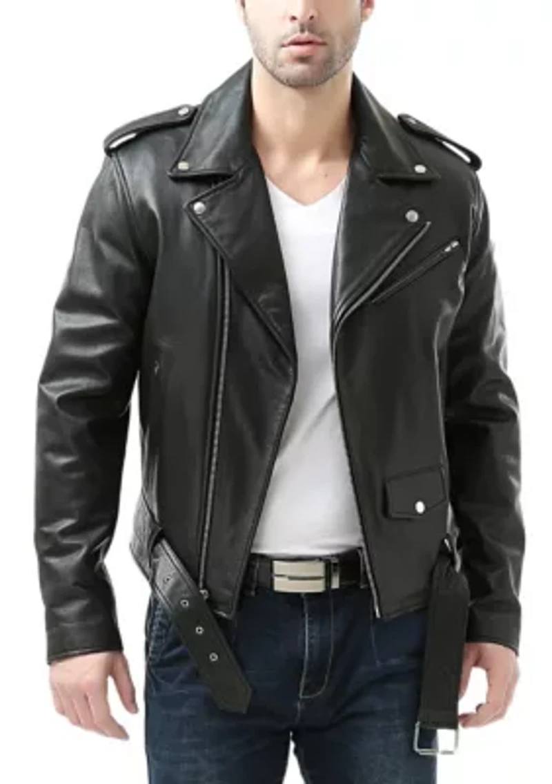 Men's Classic Leather Motorcycle Jacket