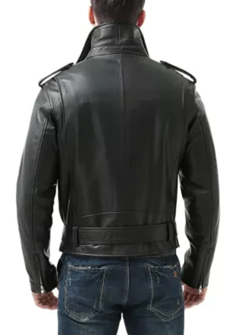Men's Classic Leather Motorcycle Jacket