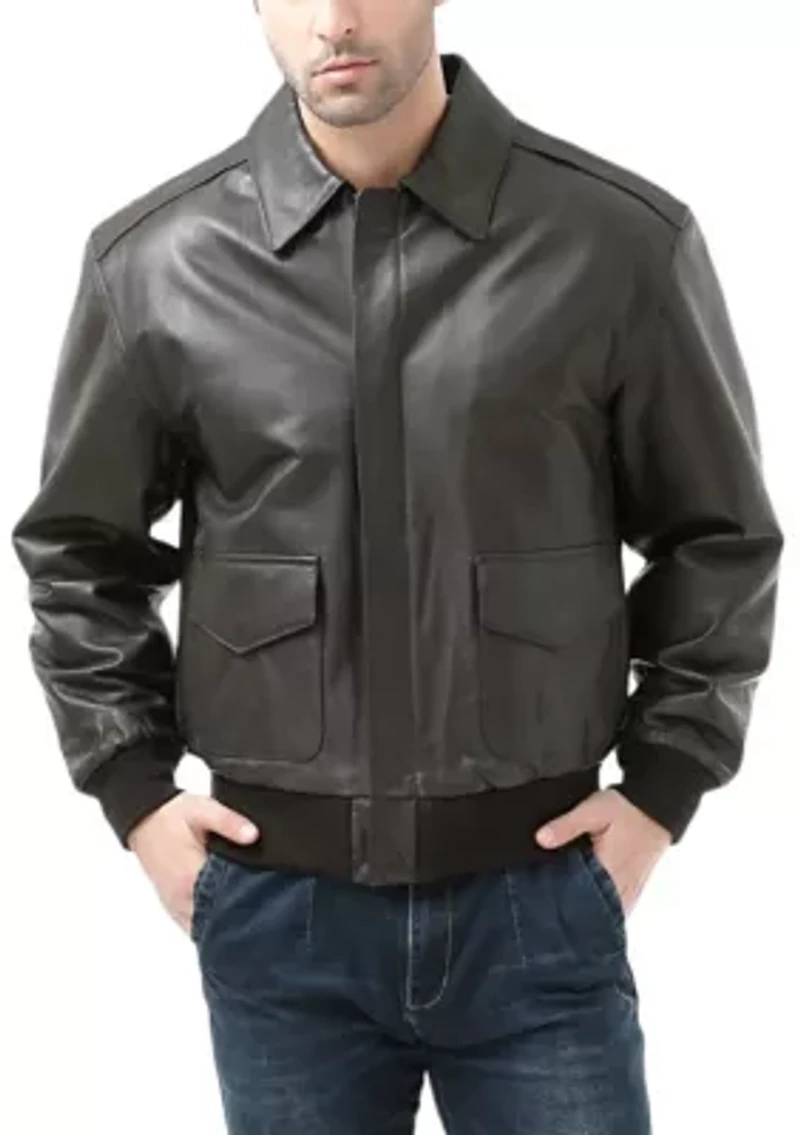 Men's A-2 Leather Flight Bomber Jacket