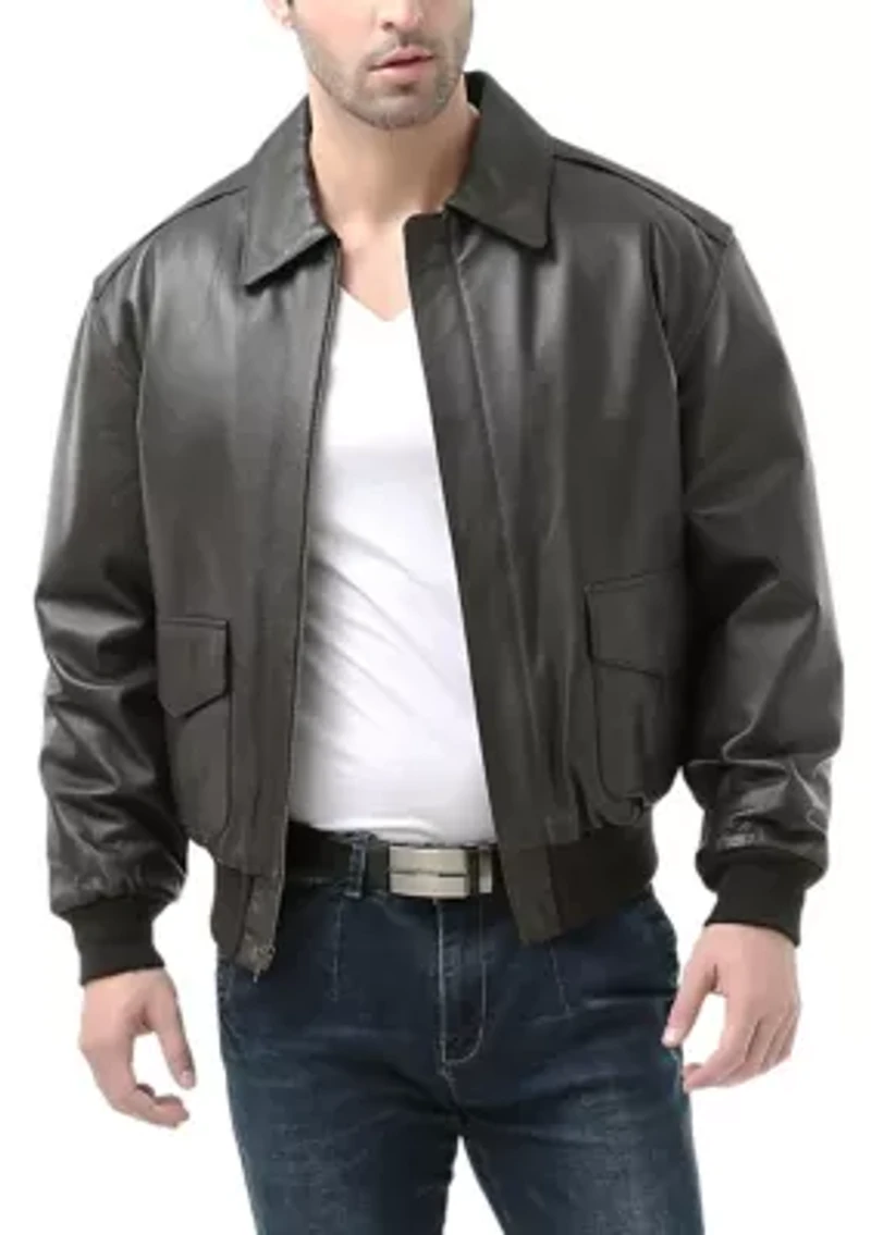 Men's A-2 Leather Flight Bomber Jacket