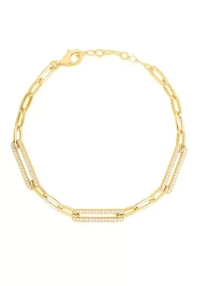 Sterling Silver Pave Oval Link Bracelet
