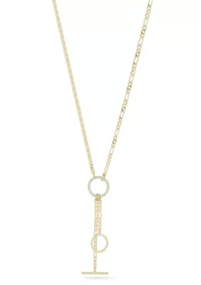 Sterling Silver Curb and Figaro Chain Lariat Necklace