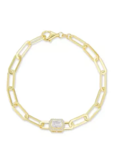 Sterling Silver Cubic Zirconia Paperclip Bracelet