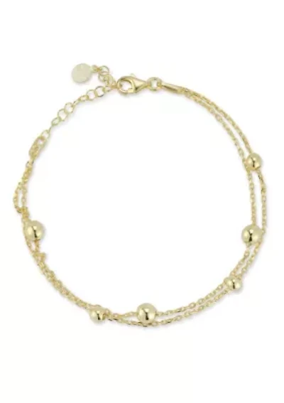 Sterling Silver Double Layer Ball Bracelet