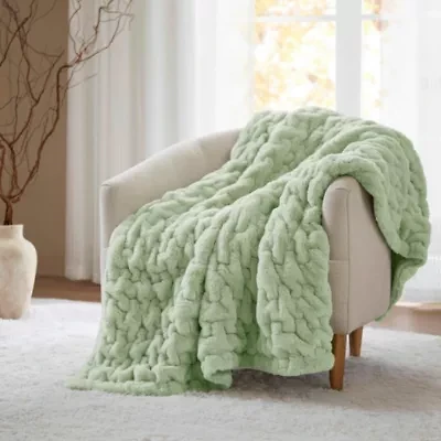 Ruched Fur Faux Throw