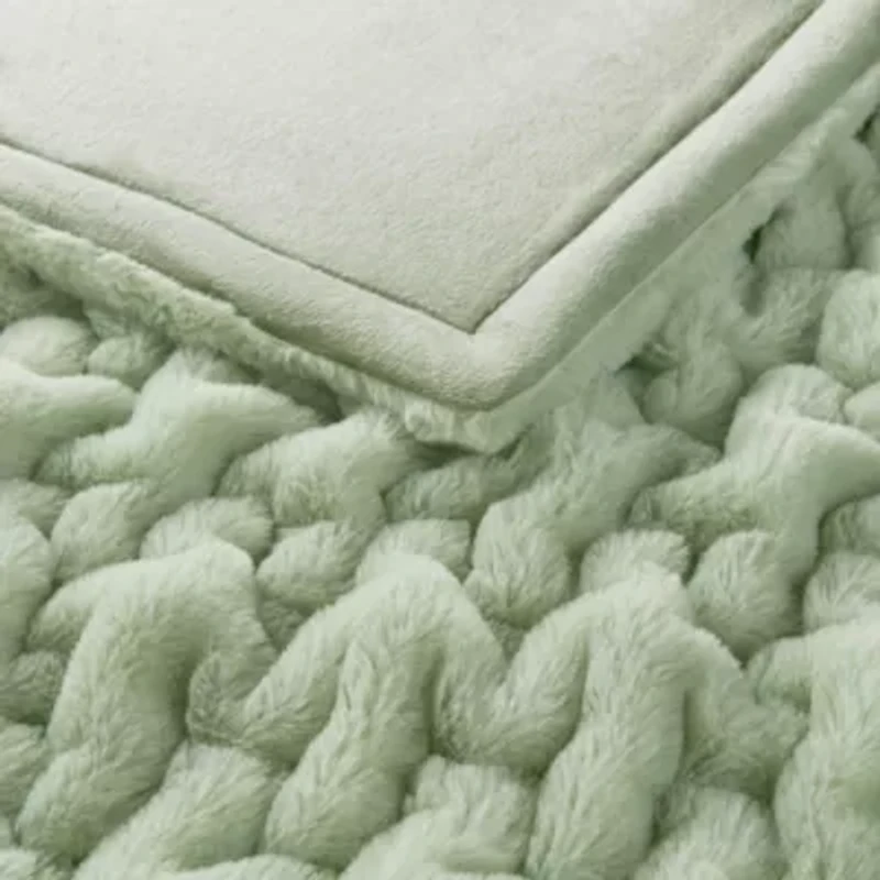 Ruched Fur Faux Throw