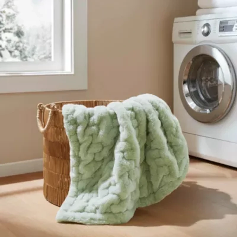 Ruched Fur Faux Throw