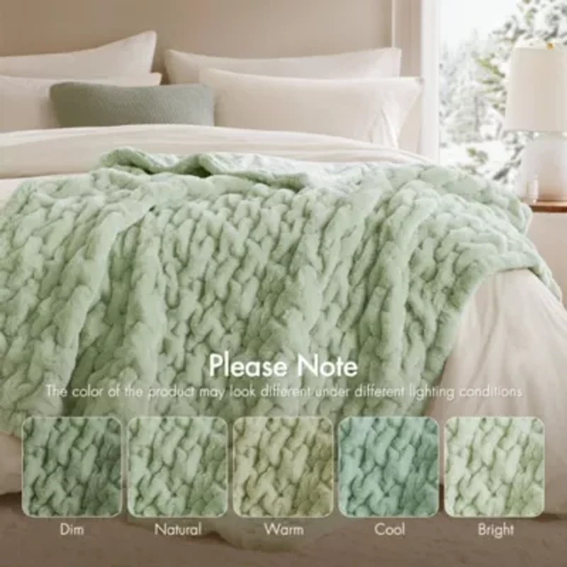 Ruched Fur Faux Throw