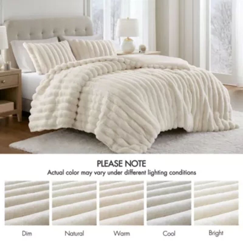 Jasmine Ultrasoft Faux Fur Ribbed Comforter Set