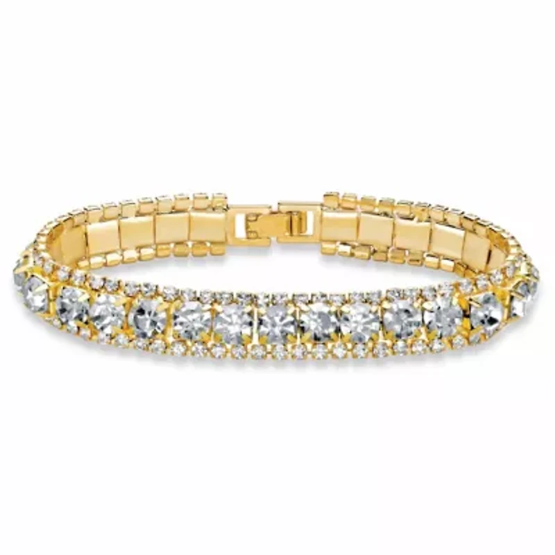 Goldtone Birthstone and Crystal Bracelet 7"