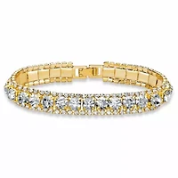 Goldtone Birthstone and Crystal Bracelet 7"