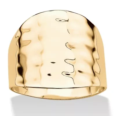 14k Yellow Gold-Plated Hammered Style Cigar Band Ring