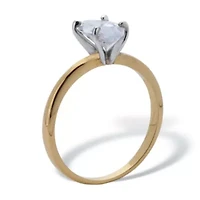 2 TCW Marquise Cubic Zirconia 18k Gold-Plated Solitaire Engagement Ring