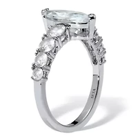 3.40 TCW Marquise-Cut Cubic Zirconia Silvertone Engagement Ring