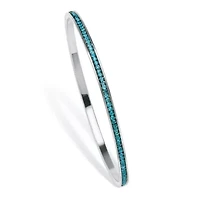 Birthstone Silvertone Eternity Bangle Bracelet