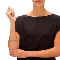 Birthstone Silvertone Eternity Bangle Bracelet