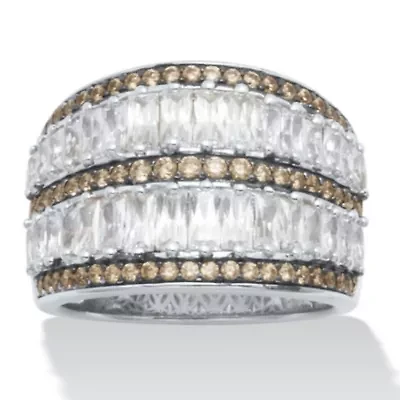 3.5 TCW Antiqued Dome Two-Tone Cubic Zirconia Cocktail Ring