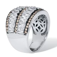 3.5 TCW Antiqued Dome Two-Tone Cubic Zirconia Cocktail Ring