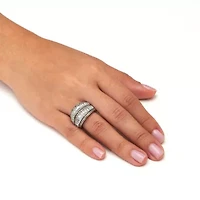 3.5 TCW Antiqued Dome Two-Tone Cubic Zirconia Cocktail Ring