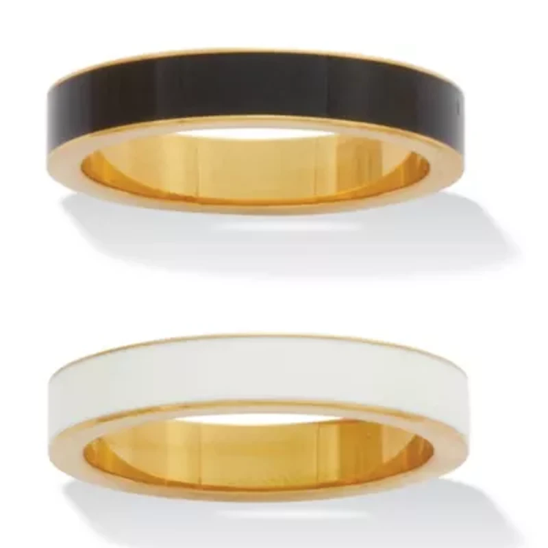2-Piece Yellow Gold Ion-Plated Stainless Steel Enamel Bands
