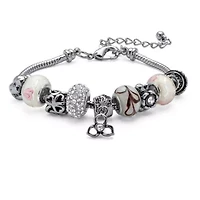 Birthstone Silvertone Bali-Style Bracelet 8"