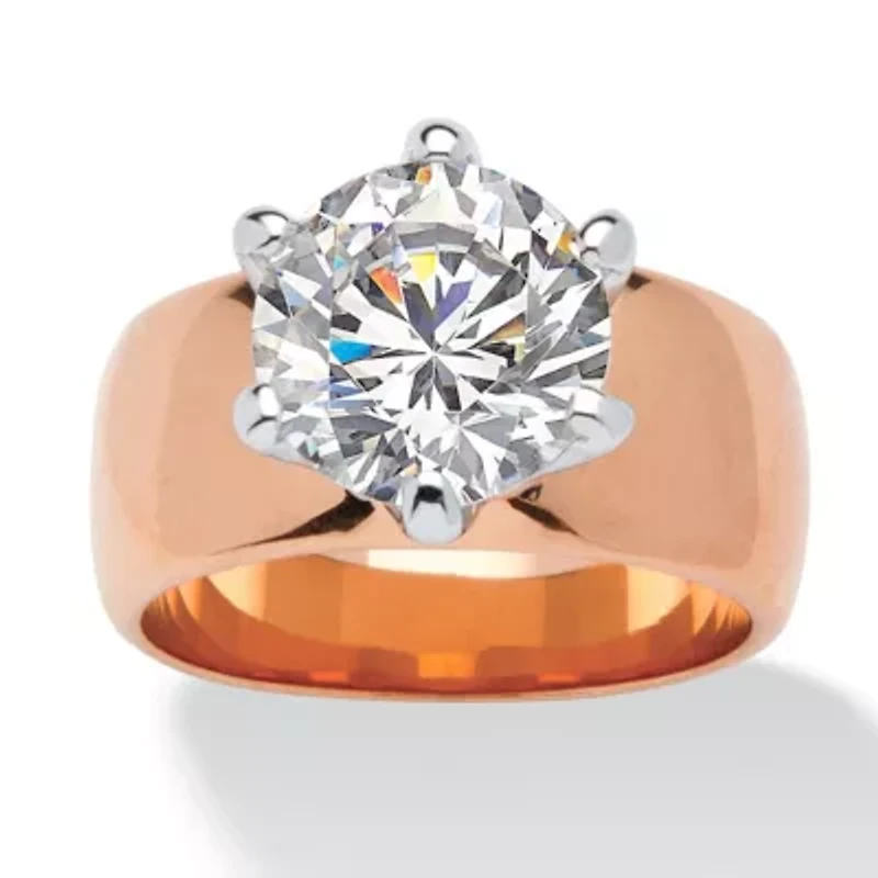 4 TCW Round Cubic Zirconia Solitaire Ring Rose Gold-Plated