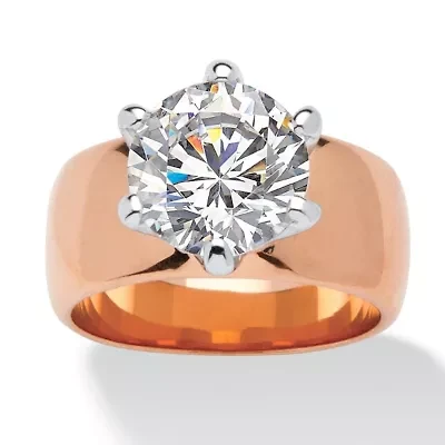 4 TCW Round Cubic Zirconia Solitaire Ring Rose Gold-Plated