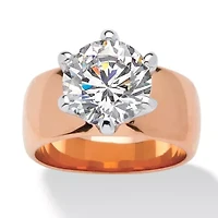4 TCW Round Cubic Zirconia Solitaire Ring Rose Gold-Plated