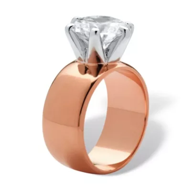 4 TCW Round Cubic Zirconia Solitaire Ring Rose Gold-Plated