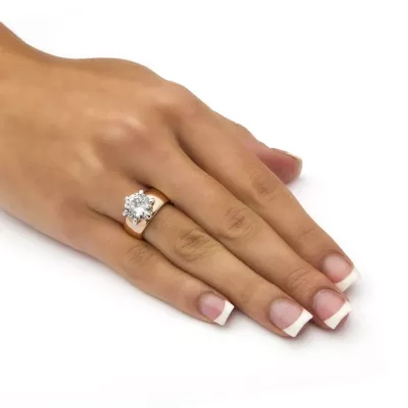 4 TCW Round Cubic Zirconia Solitaire Ring Rose Gold-Plated