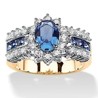 .82 TCW Blue Crystal and CZ Gold-Plated Ring