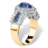 .82 TCW Blue Crystal and CZ Gold-Plated Ring