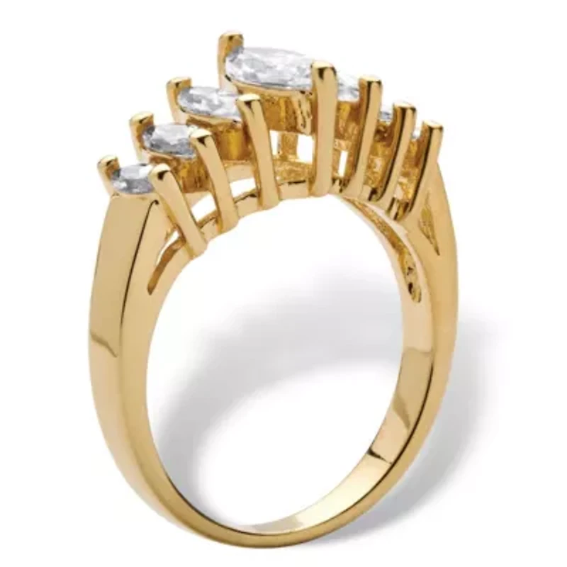 1.50 TCW Marquise-Cut Cubic Zirconia Yellow Gold-Plated Anniversary Ring
