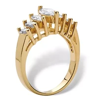 1.50 TCW Marquise-Cut Cubic Zirconia Yellow Gold-Plated Anniversary Ring