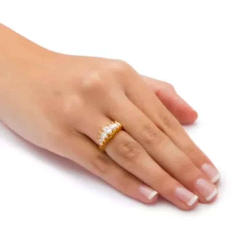 1.50 TCW Marquise-Cut Cubic Zirconia Yellow Gold-Plated Anniversary Ring