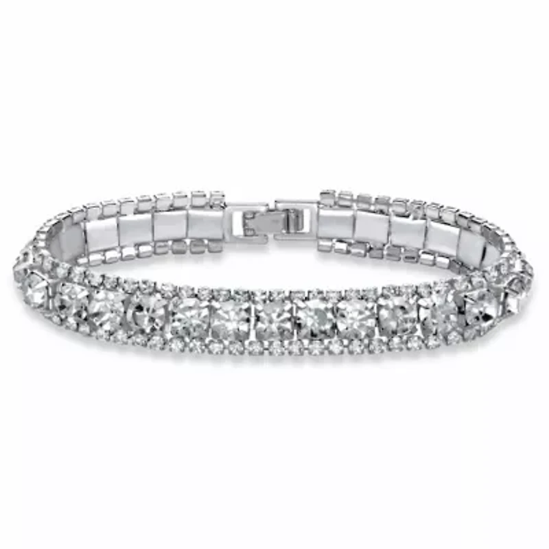 Birthstone Silvertone Tennis Bracelet 7"