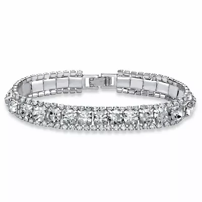 Birthstone Silvertone Tennis Bracelet 7"