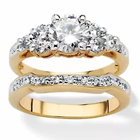 2 Piece 2.01 TCW Round Cubic Zirconia Bridal Ring Set 18k Gold-Plated
